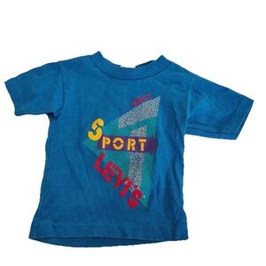 Vtg Levi’s ‘92 Sport Logo Graphic Tshirt Unisex Toddler 18 Months Blue Yellow